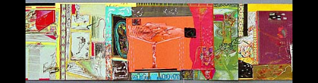 Warten, arbeiten, lieben  Malcollage, farbige Stifte auf farbigem Karton, 2002  30,0 ´ 124,5 cm