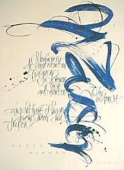 Katharina Pieper,  Wasser (Ungeweinte Tränen), Aquarell und japanische Tusche/Büttenpapier, 50 x 70 cm Text: Pablo Neruda © Katharina Pieper 2003 (derzeit in St. Petersburg) 