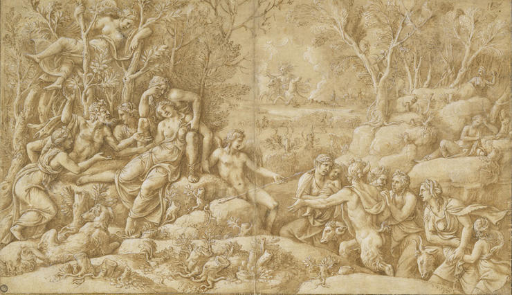 Giulio Romano (1492/1499–1546) Cephalus trauert um Procris, ca. 1530 Feder auf Papier 326 × 563 mm (Blatt) Städel Museum, Frankfurt am Main Foto: Städel Museum