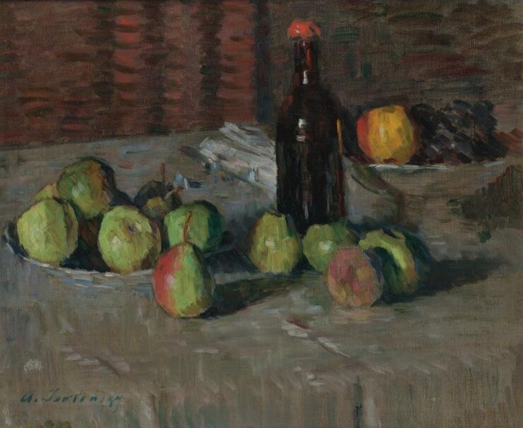Alexej von Jawlensky: Stilleben mit Äpfeln und Flasche (ca. 1900) © Wikimedia Commons