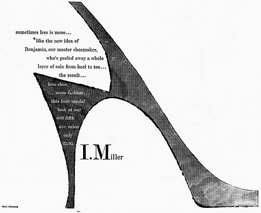 Werbung New York Times (17. April 1955) für I. Miller Shoes. Illustration: Andy Warhol © Wikimedia Commons