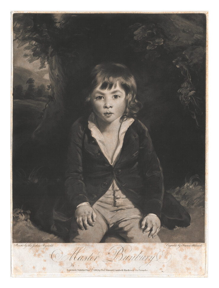 Henry Edward Bunbury als Kind, Schabkunstblatt von Francis Haward, 1781, Greiz Staatliche Bücher- und Kupferstichsammlung 