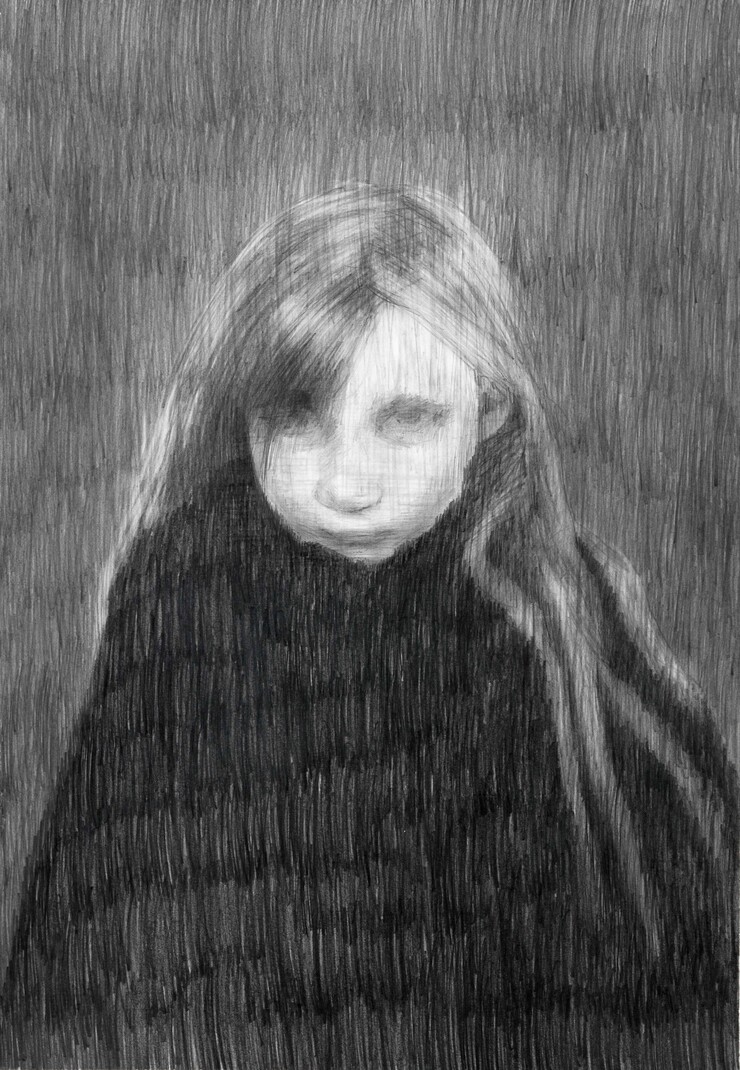 Simone Haack: Mädchen (2011), Bleistift auf Papier, 80 x 60 cm, Foto: Lea Gryze